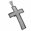 Cross Iced Pendant Flooded Silver Tone Black Trim