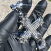 Cross w/Praying Hands Pendant Silver Tone Iced Bling Out CZ 4" in