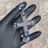 Cross w/Praying Hands Pendant Silver Tone Iced Bling Out CZ 4" in