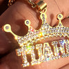 Crown Custom Name Pendant Iced Flooded Out Letters Personalized Cuban Chain Necklace