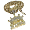 Crown King Pendant Cuban Link Chain Gold Finish Necklace 30"