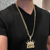 Crown King Pendant Cuban Link Chain Gold Finish Necklace 30"