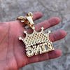 Crown King Pendant Cuban Link Chain Gold Finish Necklace 30"