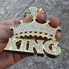 Crown King Pendant Cuban Link Chain Gold Finish Necklace 30"