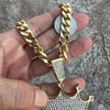 Crown King Pendant Cuban Link Chain Gold Finish Necklace 30"