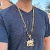 Crown King Pendant Cuban Link Chain Gold Finish Necklace 30"