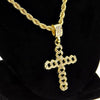 Cuban Cross Iced Pendant Gold Finish Rope Chain Necklace 24"