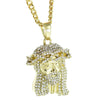 Cuban Link Chain Gold Finish Iced Jesus Head Pendant Necklace 30"
