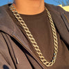 Cuban Link Chain Gold Finish Sandblast Necklace 30" x 18MM Thick