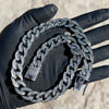 Cuban Link Chain Iced CZ Silver Tone Bling Out Necklace 13mm 16-24"