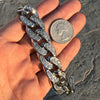 Cuban Link Chain Silver Tone Iced Flooded Out Necklace 30" x 18MM