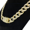 Cuban Link Iced Chain Gold Finish w/ Magnetic Clasp Necklace  24"