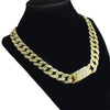 Cuban Link Iced Chain Gold Finish w/ Magnetic Clasp Necklace  24"