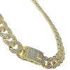 Cuban Link Iced Chain Gold Finish w/ Magnetic Clasp Necklace  24"