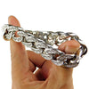 Cuban Link Iced Flooded Out Bracelet Silver Tone 18MM x 8.5"