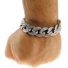 Cuban Link Iced Flooded Out Bracelet Silver Tone 18MM x 8.5"