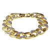 Cuban Link Iced Half Stone Gold Finish Bling Bracelet 8"