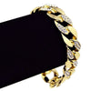 Cuban Link Iced Half Stone Gold Finish Bling Bracelet 8"