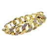 Cuban Link Iced Half Stone Gold Finish Bling Bracelet 8"