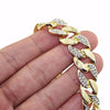 Cuban Link Iced Half Stone Gold Finish Bling Bracelet 8"