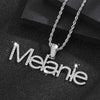 Custom Name Pendant Iced Flooded Out Thin Letters Personalized Rope Chain Necklace