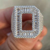 D / 9 925 Sterling Silver Initial Letter Iced Baguette Flooded Out Ring