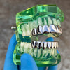 Deeper Cut Grillz Silver Tone Eight Top 8 Bottom Teeth Set