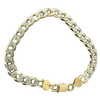 Diamond Cut Bracelet 14K Gold Plated 925 Silver Two Tone Cuban Link 8.5" 8MM Thick 20 Grams