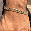 Diamond Cut Bracelet 14K Gold Plated 925 Silver Two Tone Cuban Link 8.5" 8MM Thick 20 Grams
