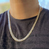 Diamond Cut Chain 14K Gold Plated 925 Silver Two Tone Cuban 8MM 24"