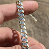 Diamond Cut Chain 14K Gold Plated 925 Silver Two Tone Cuban 8MM 24"