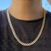 Diamond Cut Chain 14K Gold Plated 925 Silver Two Tone Cuban 8MM 24"