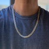 Diamond Cut Chain 14K Gold Plated 925 Silver Two Tone Cuban 8MM 24"