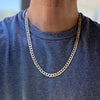 Diamond Cut Chain 14K Gold Plated 925 Silver Two Tone Cuban 8MM 24"
