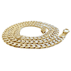 Diamond Cut Chain 14K Gold Plated 925 Silver Two Tone Cuban 8MM 24"