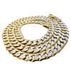 Diamond Cut Chain 14K Gold Plated 925 Silver Two Tone Cuban 8MM 24"