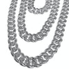 Diamond Dust Bubble Cuban Link Chain Silver Tone Necklace 18"-30"