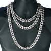 Diamond Dust Bubble Cuban Link Chain Silver Tone Necklace 18"-30"