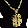 Dollar Sign Gold Finish 36" Franco Chain Necklace