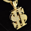 Dollar Sign Gold Finish 36" Franco Chain Necklace