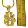 Dollar Sign Gold Finish 36" Franco Chain Necklace