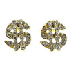 Dollar Sign Gold Finish Iced Bling Earrings