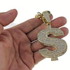 Dollar Sign Iced Pendant Cuban Link Chain Gold Finish Necklace 30"