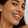 Double Cap Fang Grillz Silver Tone Open Tooth Vampire Teeth Set