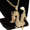 Dragon Pendant Gold Finish 30" x 4 mm Rope Chain Necklace