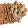 Dragon Pendant Gold Finish 30" x 4 mm Rope Chain Necklace