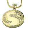 Dragon Round Medallion Chain Iced CZ Gold Plated Franco Necklace 36"