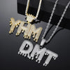 Drip Crown Custom Name Pendant Iced Flooded Out Letters Personalized Tennis Chain