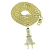 Electric Plug Micro Pendant Gold Finish Rope Chain Necklace 24"