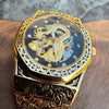 Embossed Dragon Face Men’s Automatic Gold Watch
